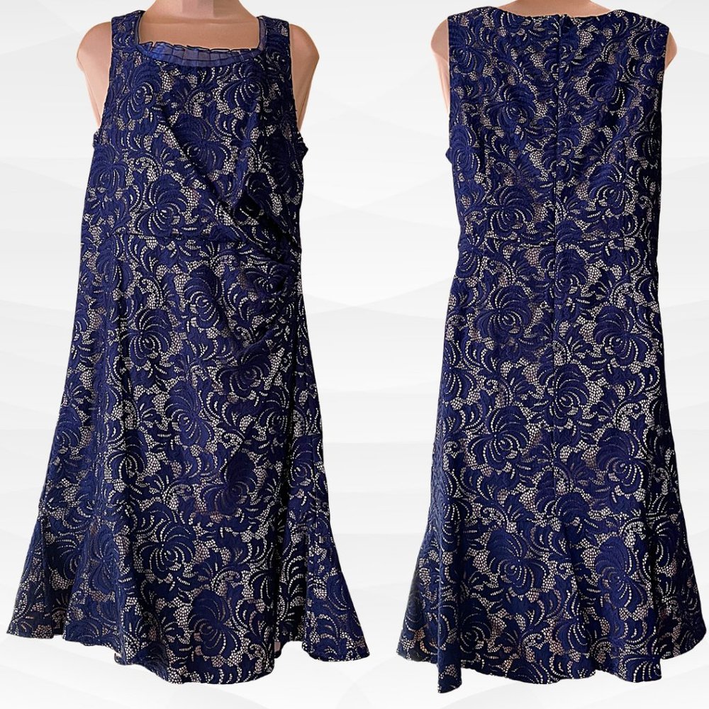 Eliza J Lace Cocktail Dress, Navy Blue, Size 16